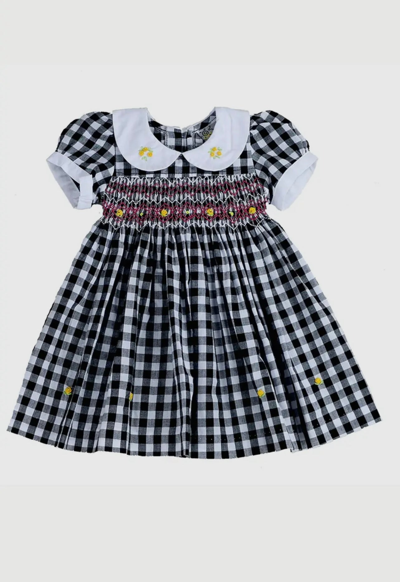 Black & White Checker Hand Smocking Dress