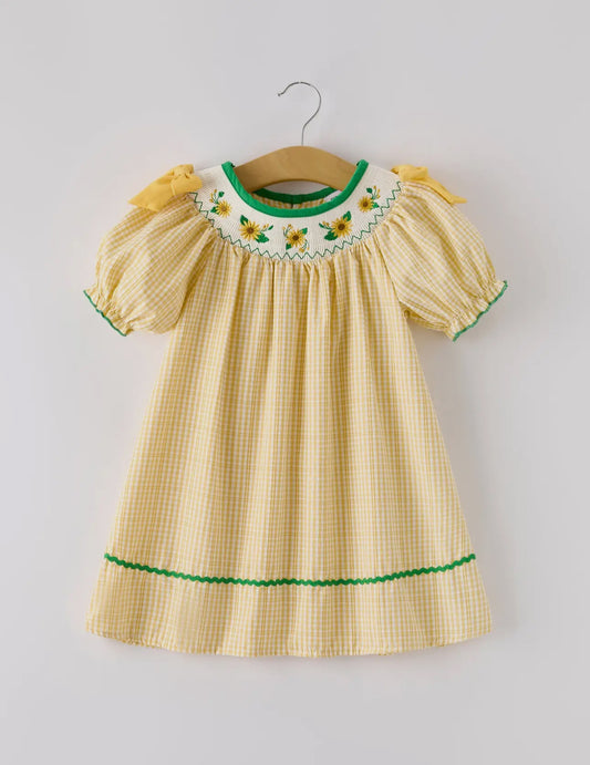 Southern Sunflower Smocked Dress