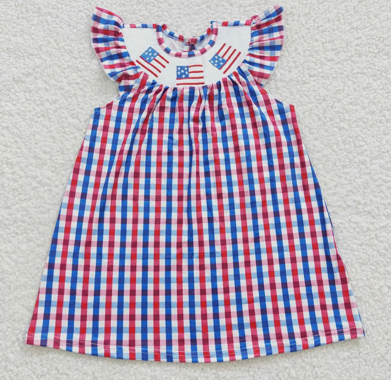 4th Of July Smocked Gingham Dress