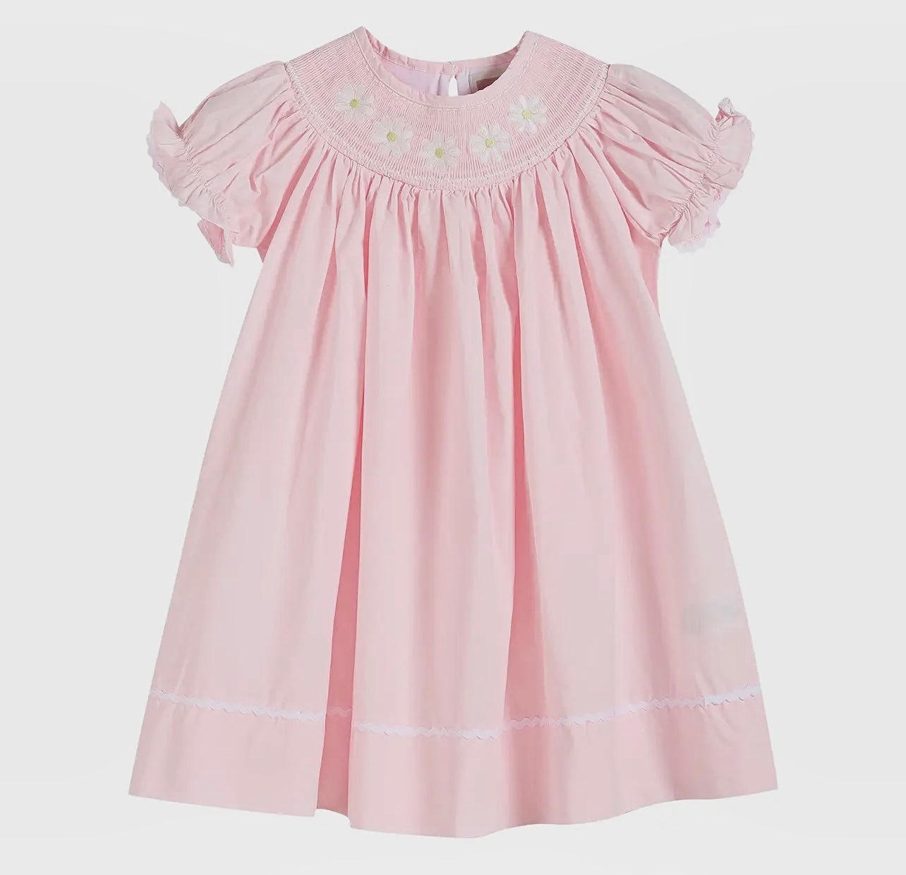 Light Pink Daisy Smocked Bishop Dress