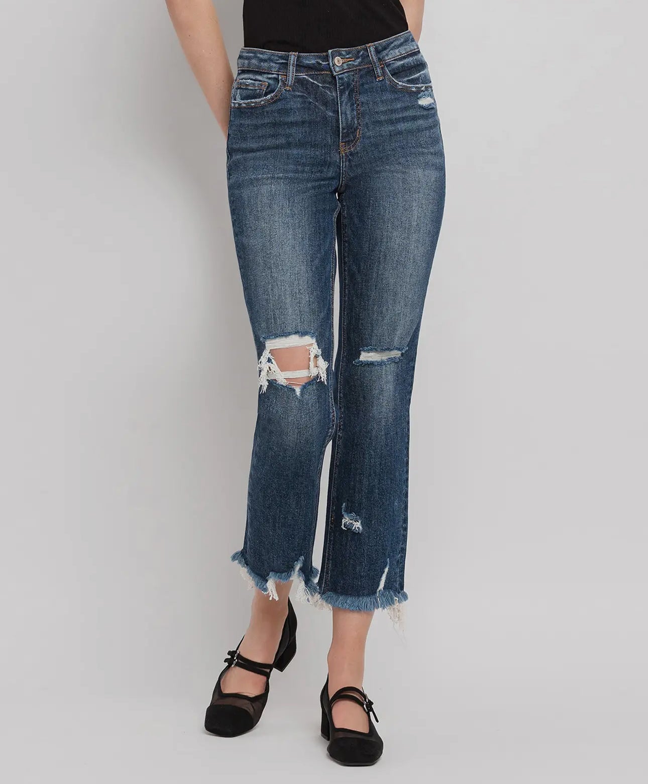 High Rise Crop Straight Jeans Vervet
