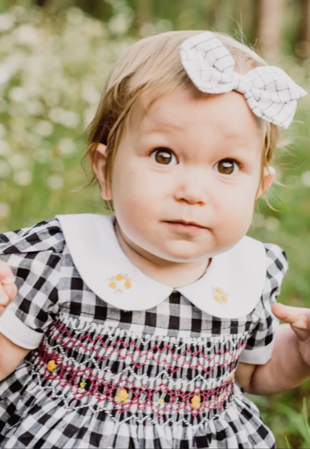 Black & White Checker Hand Smocking Dress