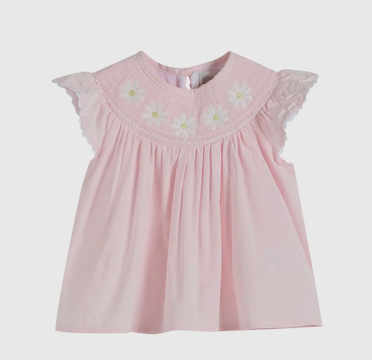 Light Pink Daisy Smocked Top and Bloomer 2 pc set