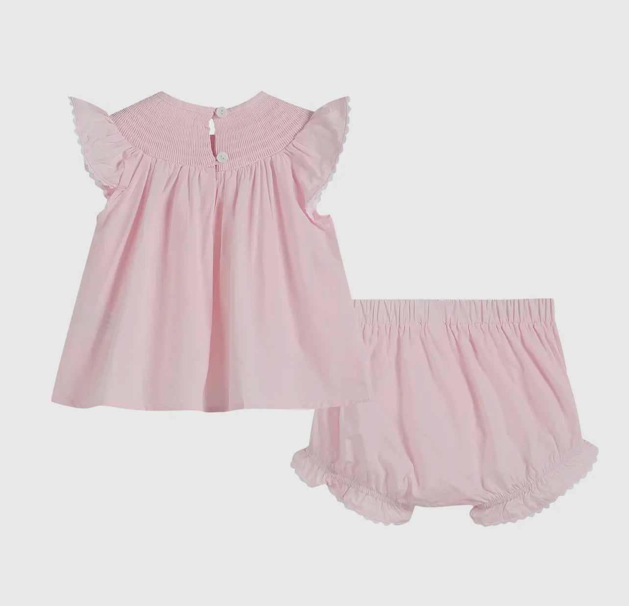 Light Pink Daisy Smocked Top and Bloomer 2 pc set