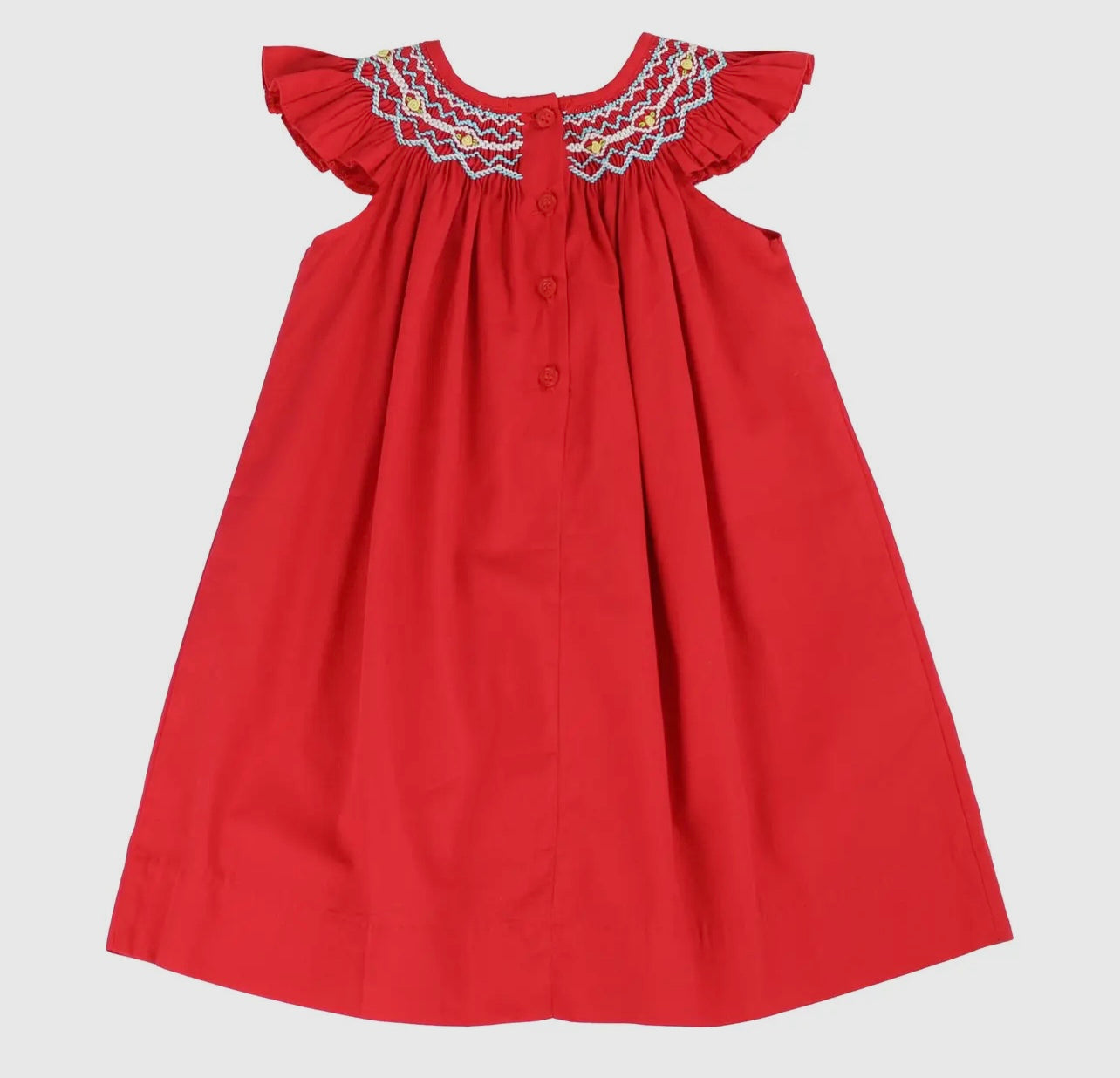 Rich Red Bishop Hand Smocking Dress