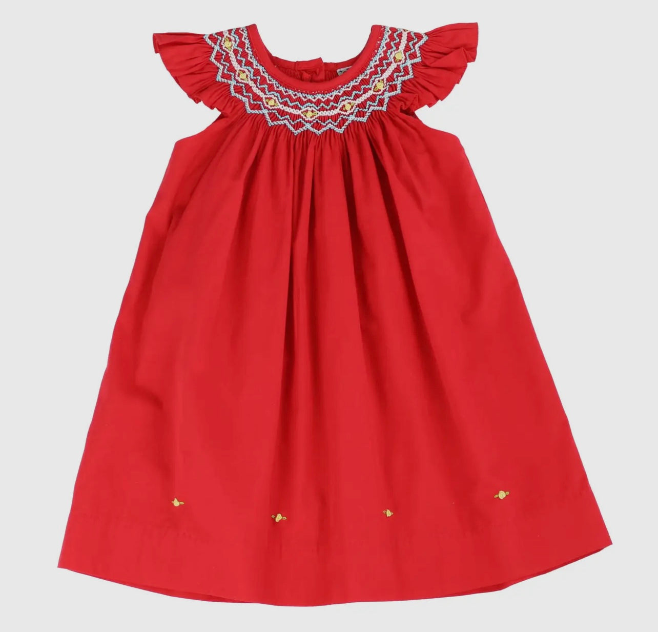 Rich Red Bishop Hand Smocking Dress