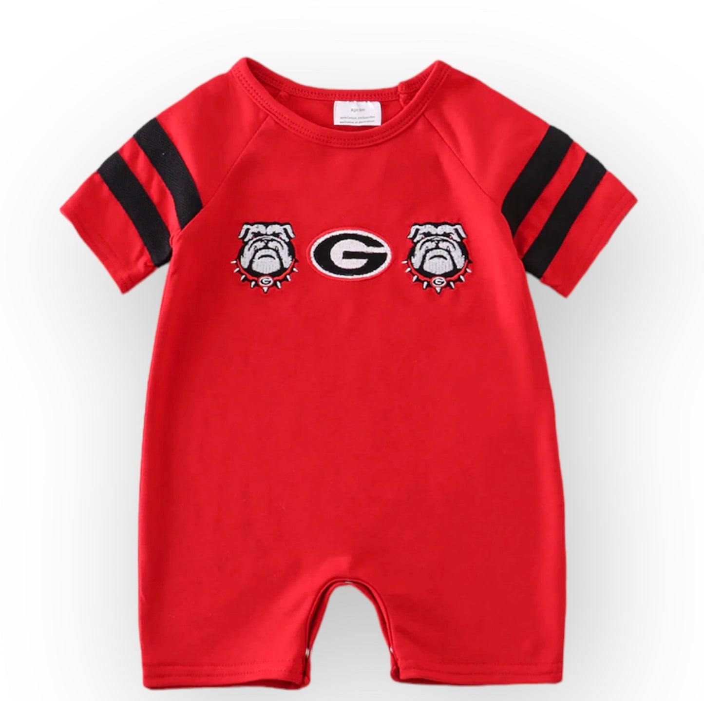 Red Georgia Bulldawg Embroidery Romper