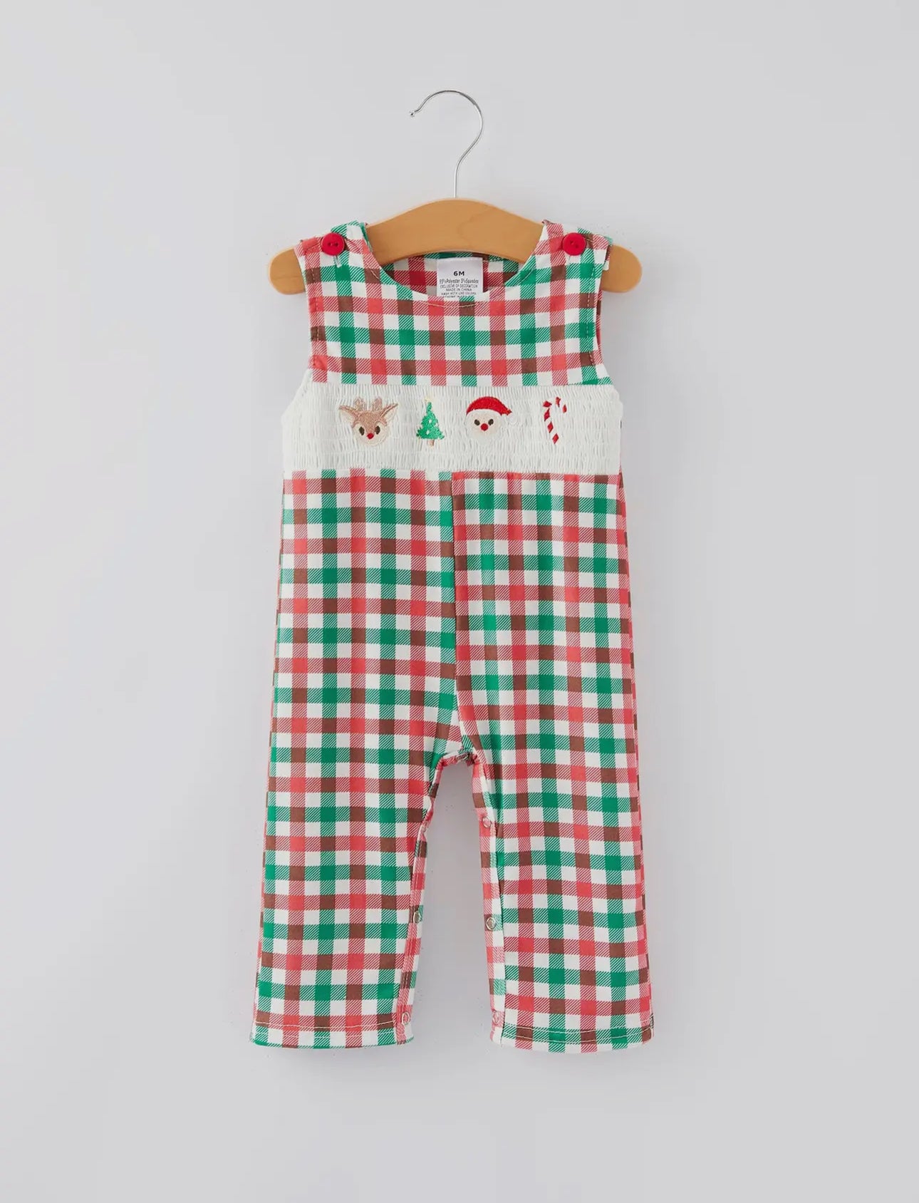 ** PRE ORDER** Christmas Plaid Smocking Boy Romper