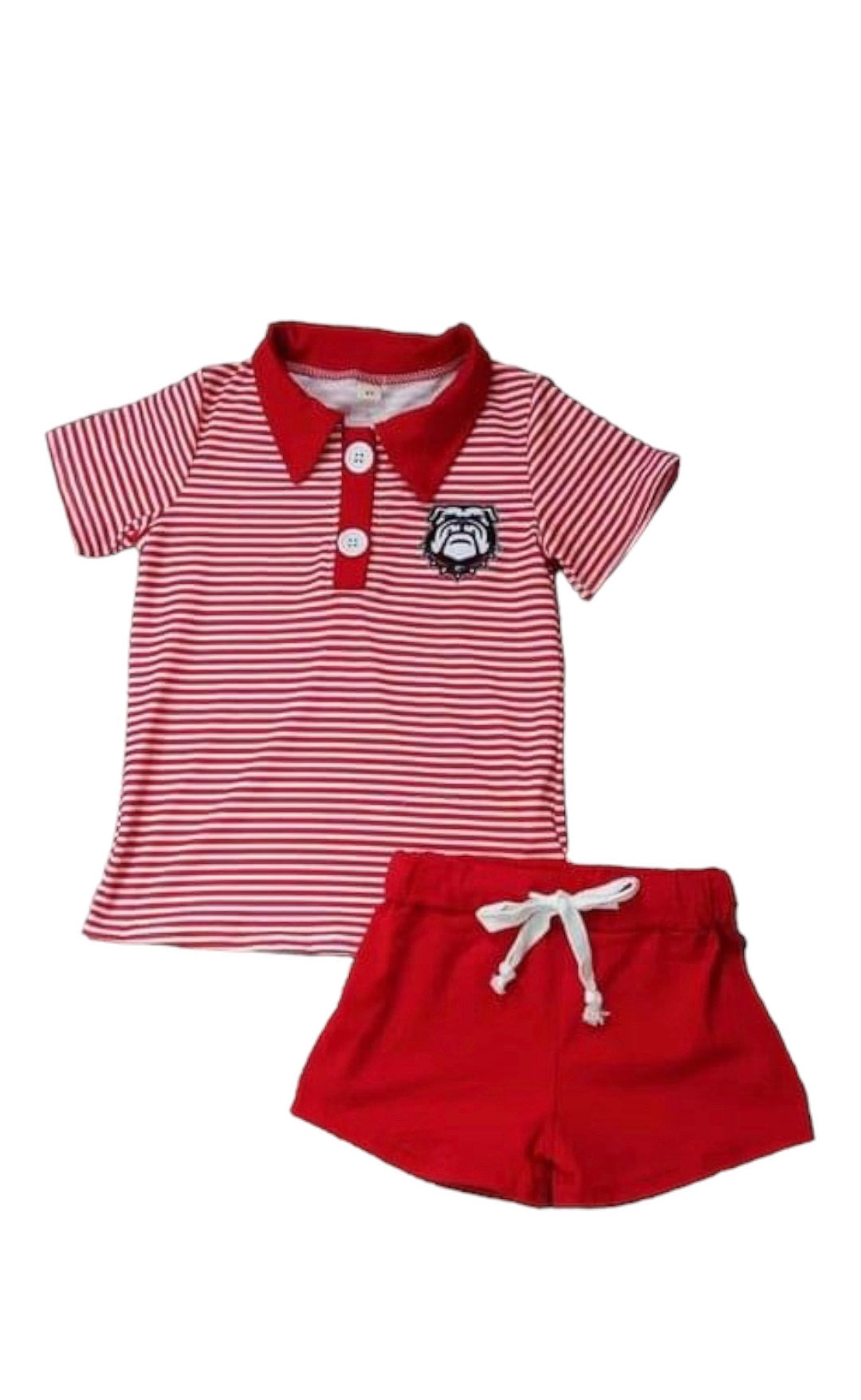 UGA Red Georgia Bulldog Short Sleeve Button up Polo Shorts Set