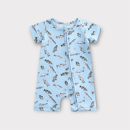 Gone Fishing Shorts Bamboo Romper