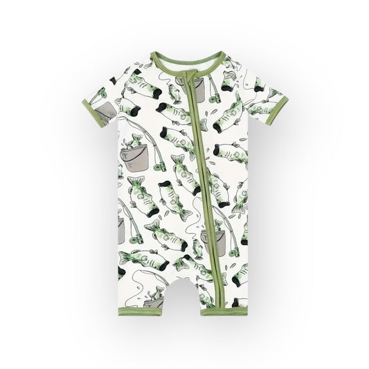 Hooked on Bedtime Shorts Zippy Bamboo Romper