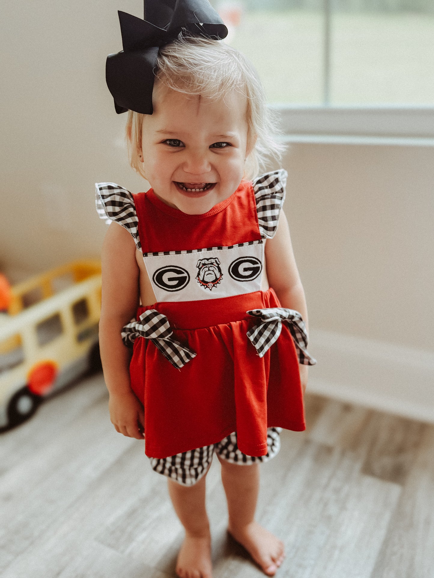 UGA Georgia Bulldog Red Ruffle Shorts & Shirt Set