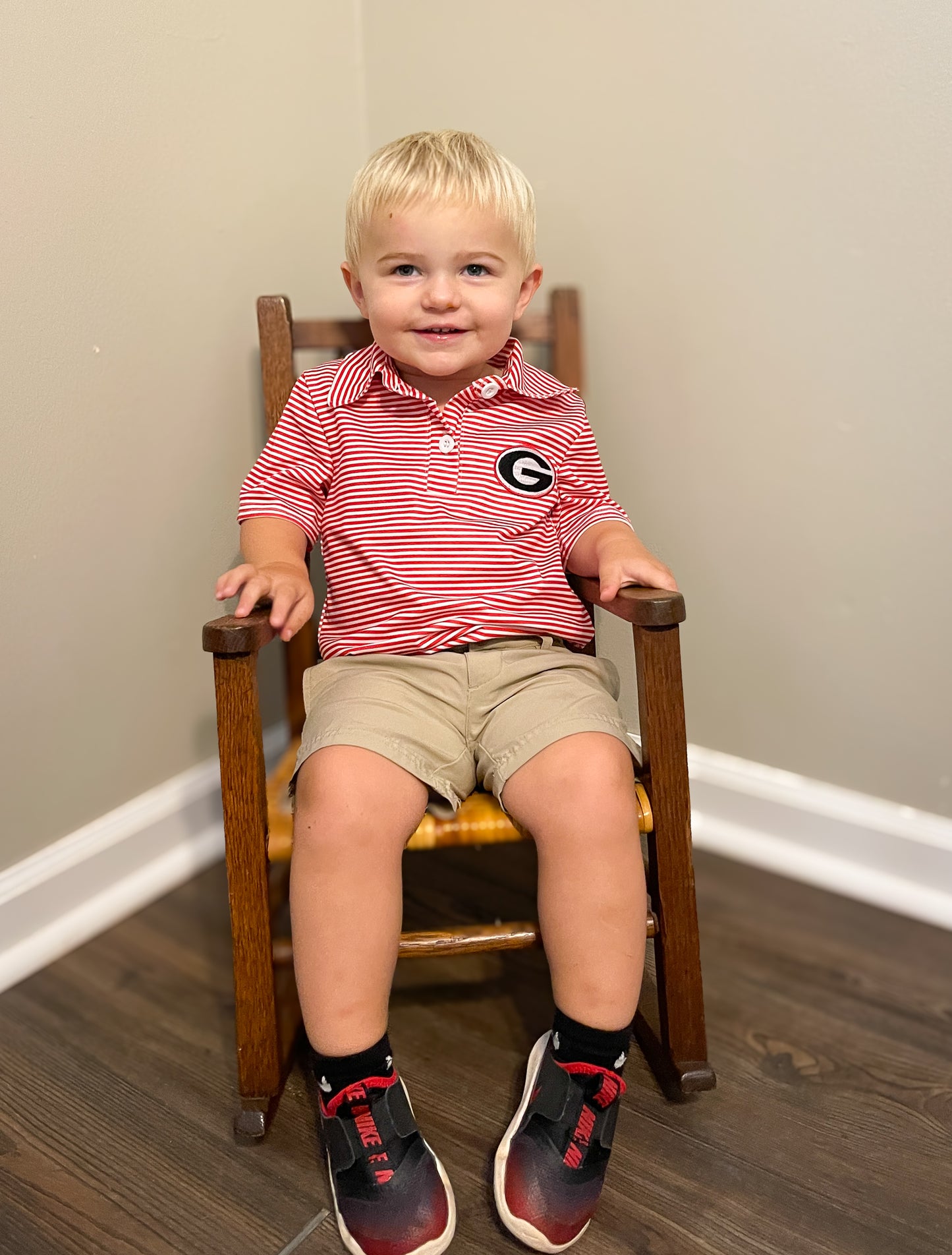 UGA Red Georgia Short Sleeve Button up Polo