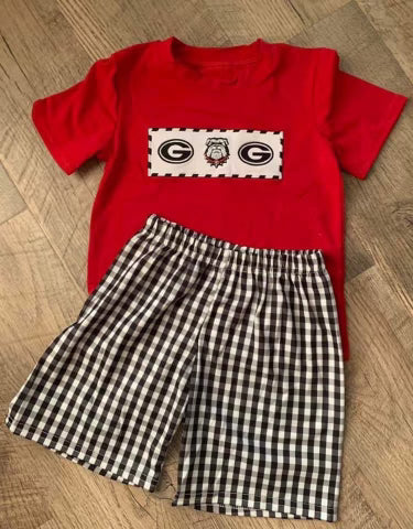 UGA Georgia Bulldog Red Shorts & Shirt Set