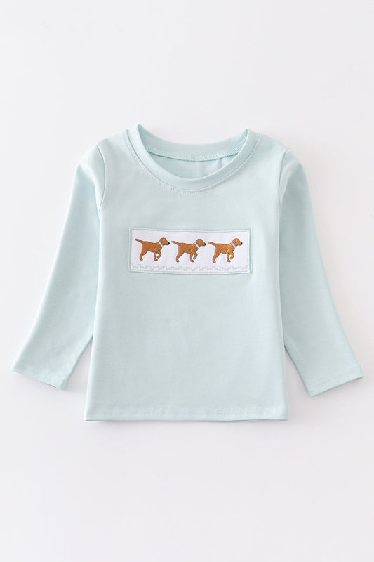 Green Dog Embroidery Shirt