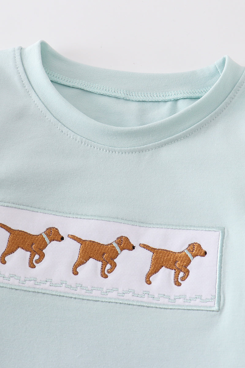 Green Dog Embroidery Shirt