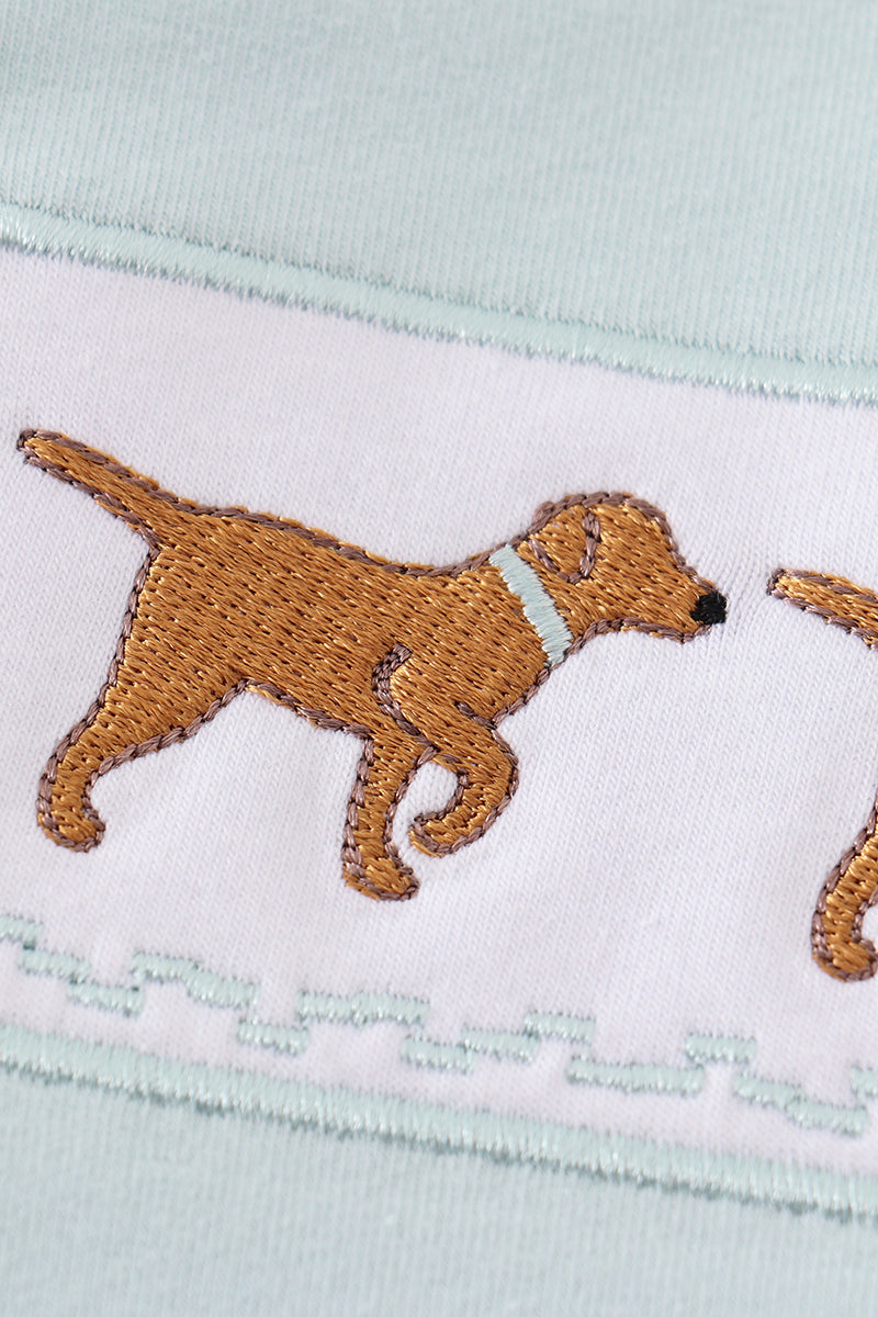 Green Dog Embroidery Shirt