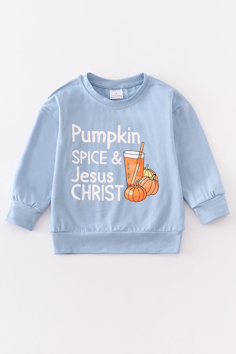 Pumpkin Blue Girl Long sleeve Shirt