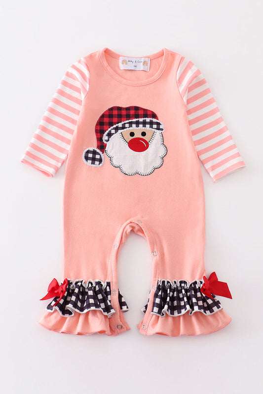 Pink Santa Claus Ruffle Baby Girl Romper