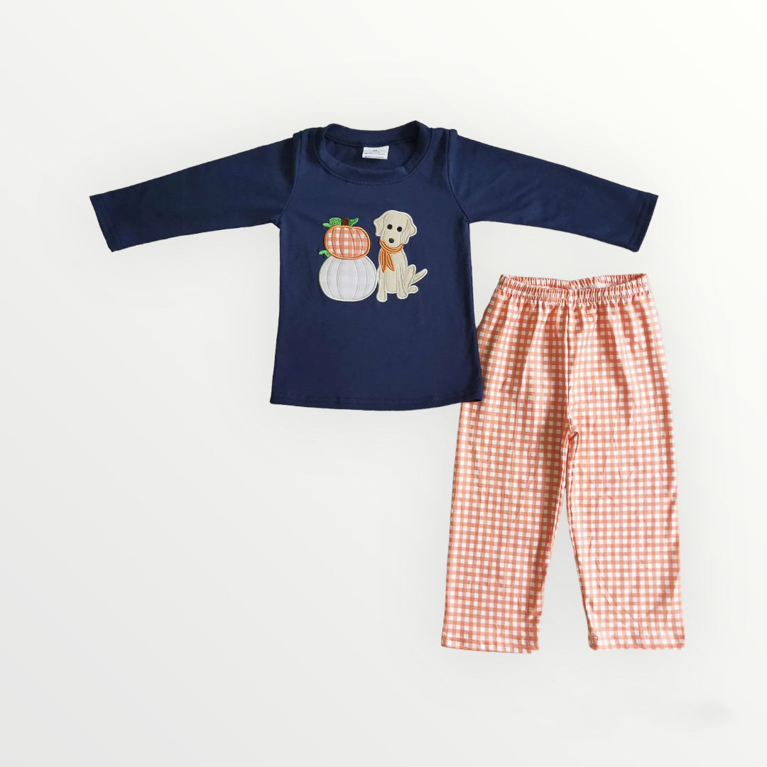 Boy Pumpkin Dog Pants Set