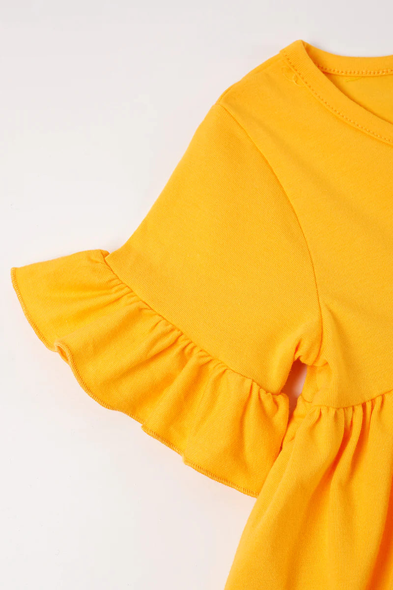 Mustard Floral Print Girl Short Set