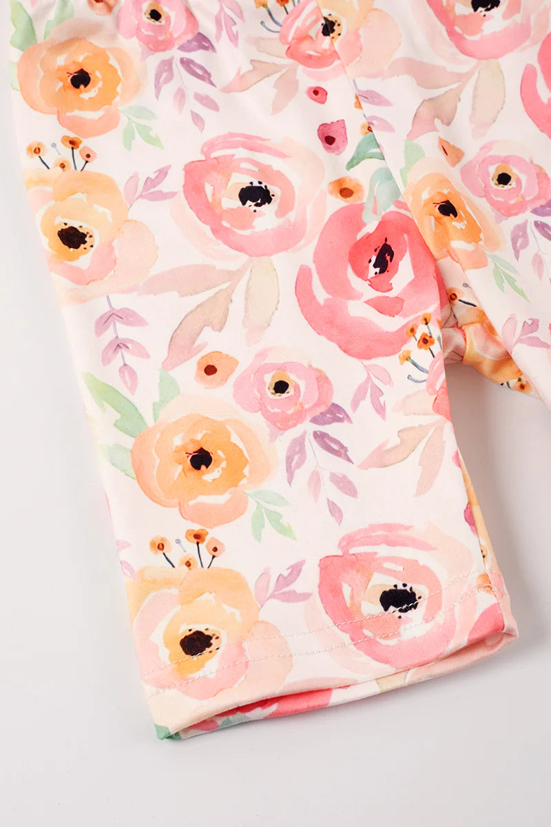 Mustard Floral Print Girl Short Set