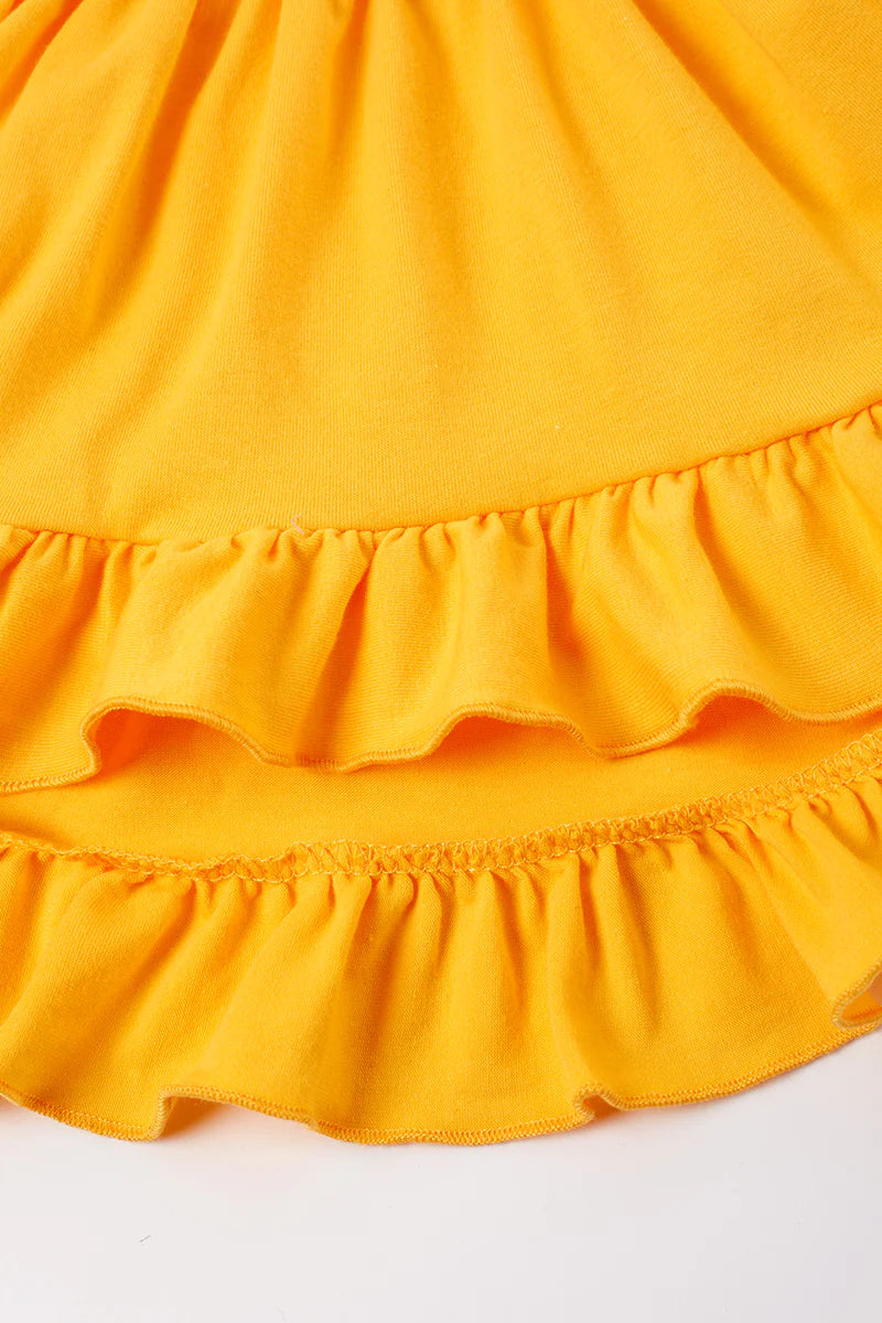 Mustard Floral Print Girl Short Set
