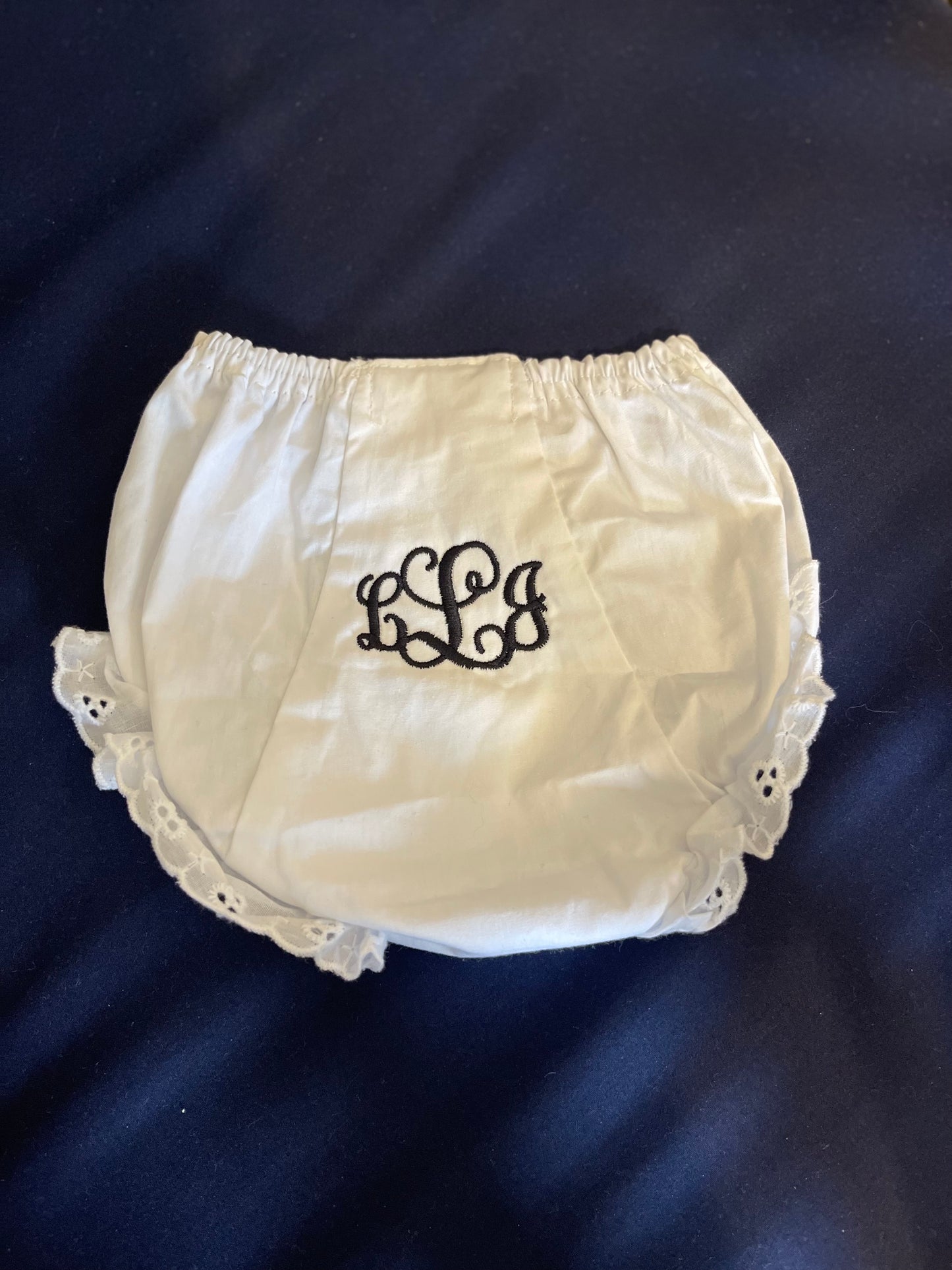 Monogrammed Eyelet Trim Bloomers Girl